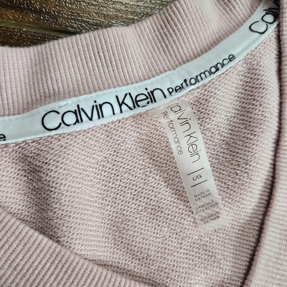 Calvin Klein Performance V-Neck Crop Sweatshirt Mauve Pink Size Large - Picture 5 of 9